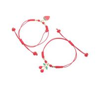 BESPORTBLE Bracelets Tressés D’amitié En Ficelle Rouge Et Motifs Fruits - Fait Main - Ajustable - Femmes Et Filles - Usage Quotidien Et Vacances - Duo Fraise Et Cerise