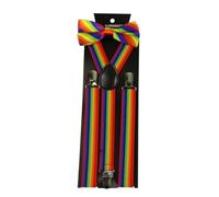 BESPORTBLE Bretelles Élastiques à Rayures Arc-en-Ciel Unisexes Réglables, Accessoires Mode en Polyester, Costume Fête Homme Femme, Maintien Pantalon Sécurisé, Taille Unique