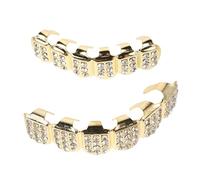 BESPORTBLE Bretelles Hip Hop Fausses Dents En Costume De Dent En Grilles D' Grill Des Dents Moules De Glace Bling Dents Noires Grilles De Diamant Dents De Diamant Métal Golden