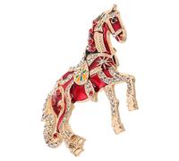 BESPORTBLE Broche Cheval en Émail Rouge à Cristaux, Épinglette Légère Style Cour Royale, Accessoire Bijou pour Nouvel An Chinois 2026, Présent Féminin Élégant