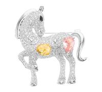 BESPORTBLE Broche Cheval en Métal Argenté Pierres Brillantes Petite Broche Amulette Torsadée Accessoire Léger pour Veste Chapeau ou Écharpe pour Mariage et Nouvel An Chinois 2026