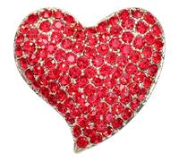 BESPORTBLE Broche Cœur Rouge Ornée de Cristaux, Épingle Décorative | Alliage et Pierre de Verre, Style Simple et Frais, pour Chapeaux, Costumes, Fêtes et Tenue D'invitée
