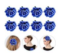 BESPORTBLE Broche en Tissu Forme Grosse Rose 10 CM Lot de 8 Épingles de Mariée Bleu Ciel Décoration Vêtement Femme pour Mariage et Cérémonie
