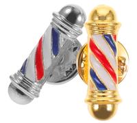 BESPORTBLE Broche Épinglette pour Coiffeur en Alliage Plaqué 2 Pièces, Facile et Confortable à Porter, Design Unique de Poteau de Barbier, Idéal pour Festival
