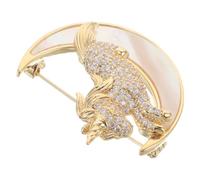 BESPORTBLE Broche Licorne en Coquillage Naturel - Broche en Métal avec Zircon - Épingle de Revers Légère et Sécurisée - Accessoire Vintage pour Femme et Homme - Mariage Noël et Nouvel An