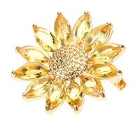 BESPORTBLE Broche Marguerite en Verre Taillé pour Femmes en Alliage Doré, Épingle Décorative Élégante pour Décorer Robe ou Chemise, Cadeau pour Anniversaire ou Saint-valentin