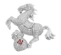 BESPORTBLE Broche Vintage Cheval Zodiac Full Cristaux Argenté Broche Animale Sac Argenté pour Femmes et Filles Épingle à Nourrice Chic pour Mariage et Festival