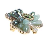 BESPORTBLE Broche Vintage en Laiton avec Pierre Verte de Trèfle à Trois Feuilles, Épingle à Revers Élégante pour Travail et Usage Quotidien