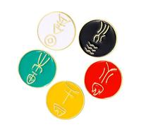 BESPORTBLE Broches à Caractères Chinois 5 Pièces en Alliage Doré, Épingles Décoratives Symboliques, Unisexes, Accessoires Mode pour Vêtements et Paquet, Style Culturel Chinois, Taille