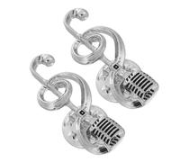 BESPORTBLE Broches Microphone et Note de Musique en Métal Argenté, Lot de 2, Accessoires Mode Unisexes pour Fêtes et Tenues Décontractées, Épingles Bijoux Légères et Originales