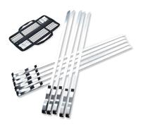 BESPORTBLE Brochettes à Griller 42cm en Acier Inoxydable Ensemble de 10 Curseur Intégré et Libération Rapide pour Barbecue, pour Kebabs et Poulet en Réunion Barbecue