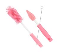 BESPORTBLE Brosse De Nettoyage Longue Manche Pour Biberons Et Bouteilles Set Silicone Rotatif Pour Accessoires Nettoyeur Tétine Pailles Et Goupillon Multifonctions Rouge Cerise