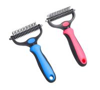 BESPORTBLE Brosse de Toilettage Double Face pour Chien et Chat Lot 2 Pièces Grand Format Peigne Démêlant en Acier Inoxydable Noir Bleu Rose Fuchsia Râteau sous-Poil pour Toilettage et