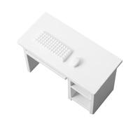 BESPORTBLE Bureau Miniature avec Ordinateur pour Maison de Poupées Mobilier Réaliste Blanc avec Souris et Clavier Décoration de Scène et Accessoires de Jeu