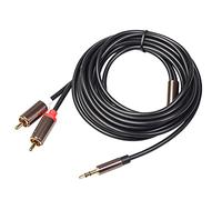 BESPORTBLE Câble Audio D'interface 3 Mètres 2 Rca Mâle à 3,5 Mm Compatible Amplificateurs Dvd et Haut-parleurs Connecteurs Plaqués Or et Gaine en Coton pour Performances Live