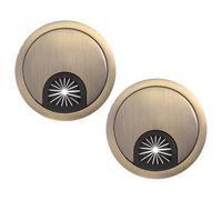 BESPORTBLE Cache-Trou de Câble en Alliage de Zinc 60 MM Passe-Câbles de Bureau Rond 2 Pièces Finition Électroplaquée Résistante Organisateur de Câbles pour Meubles et Bureaux Rangement