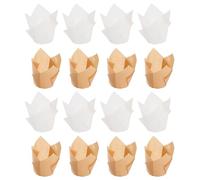 BESPORTBLE Caissettes à Cupcakes Tulipe 100 Pcs Papier Alimentaire Résistant à L'huile Naturel et Blanc, Moules à Muffins pour Cuisson Gâteau en Tasse, Emballage Pâtisserie pour Fête,
