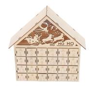 BESPORTBLE Calendrier De Noël en Bois à 24 Tiroirs avec Éclairage LED pour Compte à Rebours De Noël, Décoration De Cheminée Et Village De Maison