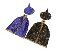 BESPORTBLE Cape De Sorcier Garçon Et Filles Étoilée Bleu Et Noire, Taille Garçon Et Filles, Costume Halloween Léger Et Respirant, Déguisement Polyvalent Pour Fête Déguisée, Jeu De Rôle Et Carnaval