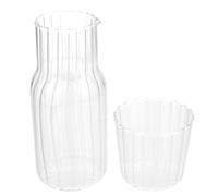 BESPORTBLE Carafe à Eau Froide en Verre Borosilicaté Épais, Set Petite Taille 1 Carafe 1 Verre avec Couvercle, Réservoir D'eau Domestique pour Boissons Fraîches, Usage Maison et Bureau