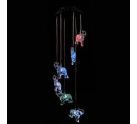 BESPORTBLE Carillon Éolien Éléphant LED Solaire en Plastique, Lampe Décorative de Jardin, Lumière Solaire Extérieure Automatique, à Suspendre pour Cour, Terrasse et Patio, Résistant