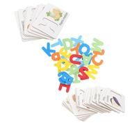 BESPORTBLE Cartes Bois avec Lettres et Reconnaissance de Fruits et Légumes pour Tout Petits Apprentissage Interactif pour Les Compétences Linguistiques et Cognitives