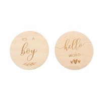 BESPORTBLE Cartes d'Étapes pour Bébé en Bois Lot de 2 Disques Ronds Gravés Accessoires Photo pour -Né Souvenirs de Croissance Présent pour Maman et Papa