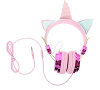 BESPORTBLE Casque Audio Garçon et Filles Licorne avec Micro, ABS Réglable | Écouteurs pour L'école, Compatible Tablette et Smartphone, Voyage, Or, Garçon et Filles