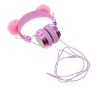 BESPORTBLE Casque Audio Micro pour Garçon et Filles Écouteurs Filaires Tête Haute Rose avec Boule en Fourrure Arceau Réglable Câble 120 CM Adapté à L'École et Usage Couleur Aléatoire