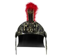 BESPORTBLE Casque Romain de Cosplay pour Homme, Casque de Guerrier Antique en Plastique Léger, Costume Romain Médiéval Plumage Rouges, Accessoire Carnaval et Fête Historique