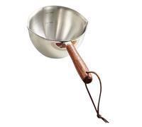 BESPORTBLE Casserole Inox avec Bec Verseur Pot à Sauce Métal Épais pour Chauffage Huile et Beurre avec Poignée Bois Petite Marmite Chauffante pour Maison et Restaurant