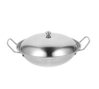 BESPORTBLE Casserole Wok Épaisse en Acier Inoxydable 23 Cm Couvercle Anti-éclaboussures, Ustensile Cuisine Pratique pour Shabu Fondue et Cuisson sur Cuisinière, Pot Multifonction pour Maison