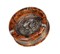 BESPORTBLE Cendrier en Bois Artisanal Rond 13 Cm Motif Léopard, 1 Pièce, Cendrier Décoratif pour Maison et Bureau, Conteneur à Mégots Pratique et Léger, Décoration Intérieure Élégante