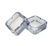 BESPORTBLE Cendrier en Verre Transparent Carré 2pcs Design Nordique Élégant, Coupe-Vent et Facile à Nettoyer, pour Bureau et Terrasse