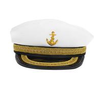 BESPORTBLE Chapeau De Capitaine Marin Blanc Polyester Résistant Pour Homme Et Femme Protection Solaire Fête Costume Décorations Taille Unique