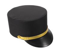 BESPORTBLE Chapeau de Conducteur de Train Noir pour Adulte, Casquette de Chef de Gare Vintage en Tissu Respirant, Accessoire de Costume Cosplay Ferroviaire pour Fêtes et Événements