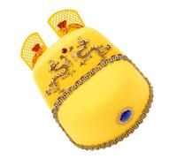 BESPORTBLE Chapeau D'empereur Chinois Ancien Jaune Ailerons, Coiffe En Tissu Traditionnel Asiatique, Accessoire De Cosplay Pour Adulte, Opéra Chinois Et Fêtes Costumées