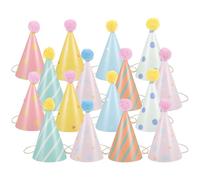 BESPORTBLE Chapeaux d'Anniversaire Coniques en Papier Lot de 16, Accessoires Festifs Colorés pour Fête d'Garçon et Filles et Adultes, Décoration Joyeuse pour Célébrations