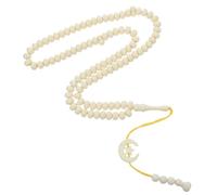 BESPORTBLE Chapelet de Prière Tasbih Traditionnel Musulman 99 Perles 10 Mm Jaune Pendentif Lune, Accessoire de Prière Islamique Portable pour Usage Religieux et Présent Musulman