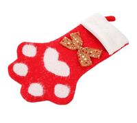 BESPORTBLE Chaussette de Noël Décorative à Suspendre Patte de Chien, Tissu Rouge, pour Bonbons, Décoration de Noël Nouvel an, à Accrocher Cheminée