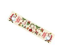 BESPORTBLE Chemin de Table de Noël 180X35 CM en Polyester Motifs Renne Cloche et Père Noël Décoration Festive pour Dîner de Fête à Domicile Chemin de Table Réutilisable pour Salon et