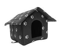 BESPORTBLE chenil Chat Errant abri extérieur abri Chat lit Douillet pour Chat Lit pour Chien nid Chiot Maison de Chat résistant aux intempéries Maison de Chaton décorative Tissu Oxford Black