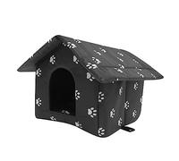 BESPORTBLE Chenil Chat Errant Maison pour Chat Cachette pour Chien Pliable Cage pour Chien Isolée Maison De Chat Étanche Tente De Chat en Plein Air Porte Nid Black Tissu Oxford