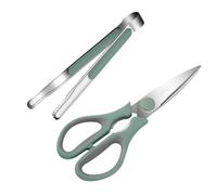 BESPORTBLE Ciseaux à Rôtir Et Pince à Nourriture Inoxydables 2 Pièces, Poignée Antidérapante, Longue Taille, Pour Barbecue Cuisine, Ensemble Outil Alimentaire Vert