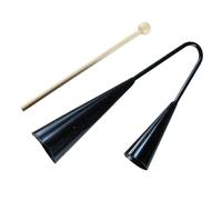 BESPORTBLE Cloche Agogo Métal à Deux Tons avec Baguette Bois Instrument Percussion Garçon Fille pour Éducation Précoce Musical Traditionnel Noir