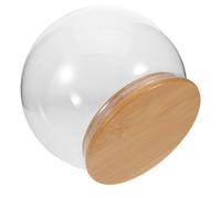 BESPORTBLE Cloche en Verre Ronde Anti-Poussière 165 CM avec Socle en Bambou - Présentoir Décoratif pour Fleurs Stabilisées Vitrine Transparente pour Objets Précieux et Décoration