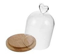 BESPORTBLE Cloche en Verre Transparente avec Base en Bambou Plat Couvercle d'Exposition pour Fleurs Séchées Bougies Parfumées et Objets Décoratifs Décoration Intérieure Élégante et