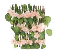 BESPORTBLE Clôture D’Intimité Extensible Treillis en Bois et Fleurs Artificielles Roses Mur Végétal Décoratif pour Balcon et Jardin Écran de Confidentialité Résistant aux Intempéries