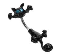 BESPORTBLE Clou ombilical décoration nombril bijoux en acier inoxydable pour femmes bijoux de corps en strass Belly Anneaux en acier inoxydable anneau de nombril qui pend alliage Black