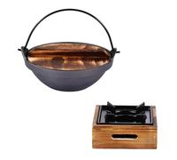 BESPORTBLE Cocotte Japonaise Fonte avec Fourneau Aluminium Pot à Sukiyaki Tout Feux Design Simple et Poignée Anti-brûlure Cuisson Haute Température pour Camping et Maison